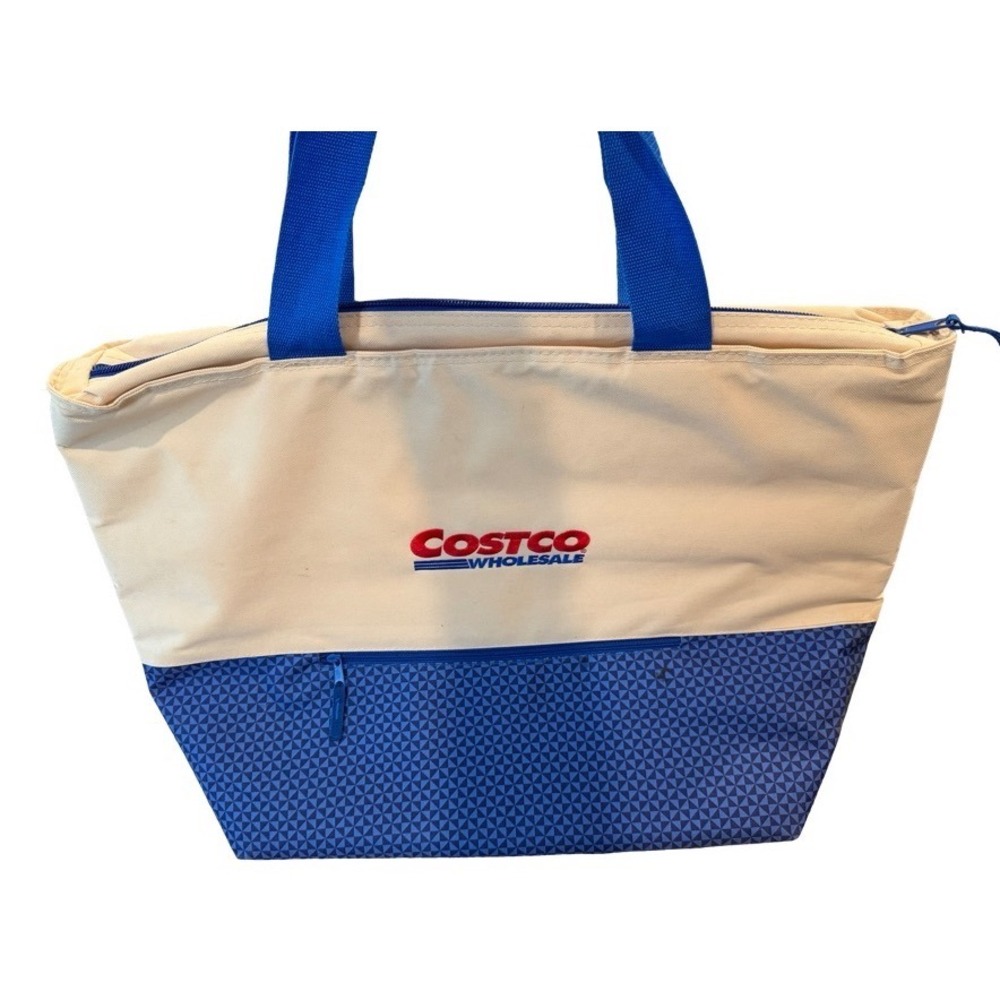 Costco Wholesale Insulated Cooler Tote Bag Blue Cream Extra Large 25 x 16